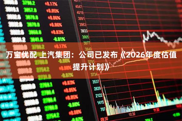 万宝优配 上汽集团：公司已发布《2026年度估值提升计划》